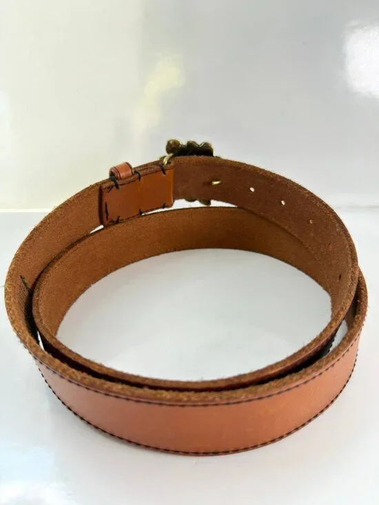 Vintage Genuine Leather Belt with Floral Buckle – Size L/XL - Picture 5 of 12